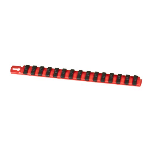 Ernst Manufacturing 13-Inch Socket Organizer with 15 1/4-Inch Twist Lock Clips, Red