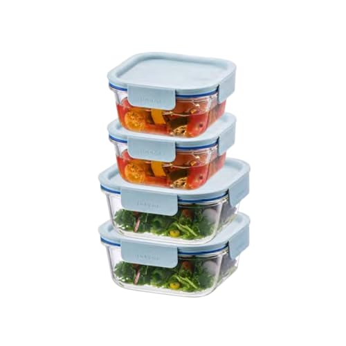 LocknLock LNG214S4M The Clear Heat-Resistant Borosilicate Glass Food Storage Se…
