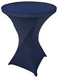 Goldstream Point Navy Blue 32 Inch Round x 43 Inch Tall Spandex Cocktail Tablecloth Folding Cover Stretch