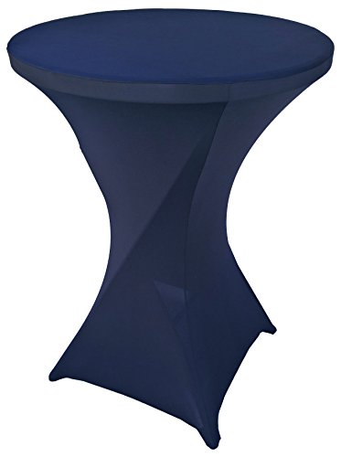 Goldstream Point Navy Blue 32 Inch Round x 43 Inch Tall Spandex Cocktail Tablecloth Folding Cover Stretch