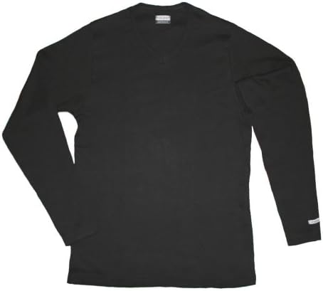 Men's Body Stretch Slim Fit Compression Long Sleeve T-Shirt V-neck 100% Cotton Black Size: XL