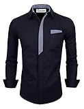 Tom's Ware Mens Premium Casual Inner Contrast Dress Shirt TWNMS310S-CMS05-NAVY-US L