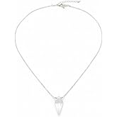 Gem O World Natural Gemstone Kite Necklace for Women | German Silver Pendant Jewelry | Dainty 16+2 Inch Healing Crystal Gift for Her (Clear Quartz)