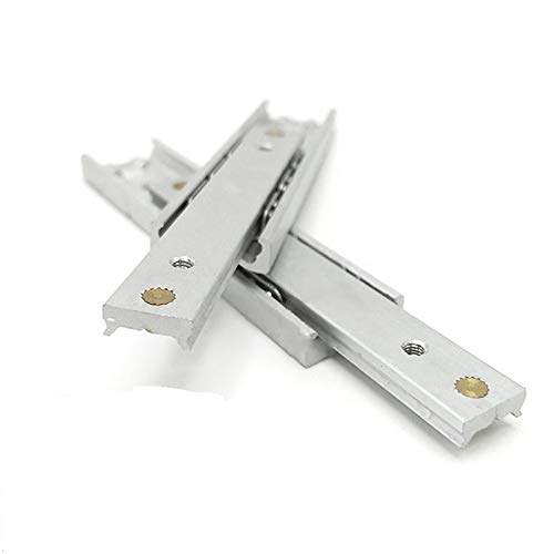 Ball Bearing Drawer Slides Runner, POWERTOOL 1Pair 16mm 2-Fold, Heavy Duty 50kg Load Capacity, Full Extension, Side Mount for Filing Cabinets(Sliver)