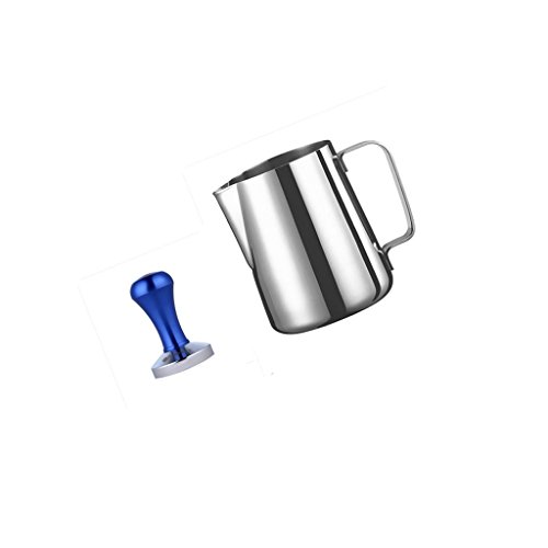 Gazechimp Edelstahl Kaffee Aufschäumen Milch Tee Latte Krug 600ml und 57.5mm Kaffee Tamper Stampfer Set – Bild 3