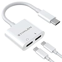 USB C Splitter, Dual Audio and Charger Adapter, USB C Adapter Headphone Jack, 2-in-1 Adapter Compatible with Pixel 2/2 XL/3/3 XL, Galaxy Note 10/10+, Huawei, iPad Pro 2018 and More-White