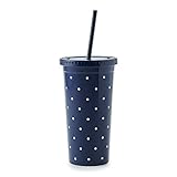 Kate Spade Tumbler with Straw (Larabee Dot Navy)