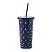 Kate Spade Tumbler with Straw (Larabee Dot Navy)