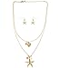 INPINK Fashion Jewelry Mykonos Starfish and Sand Dollar Pendant Necklace and Earrings Set in Gold-Tone