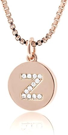 Initial Necklace, Z Necklace, Cubic Zircon Pave Rose Gold Tone Necklace with 14''-24'' Adjustable Box Chain, Bridesmaid Jewelry Gift