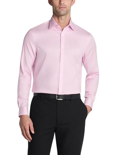 Michael Kors Men's Dress Shirt Ultra Wrinkle Free Stretch Regular Fit Dusty Pink