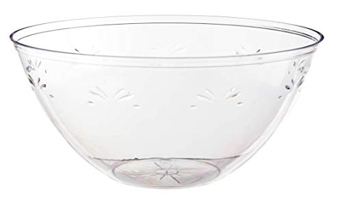 Exquisite 4 Pack of Premium Disposable Plastic Round Salad Bowls Set The Serving Bowls are Clear with a Classic Leaf Indentation Design that is Perfect for all Occasions. (48 oz. (8 inch.))