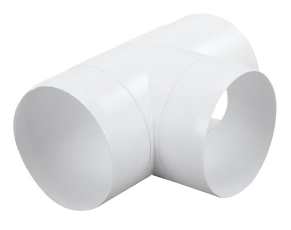 T-Piece Diameter 100 mm 90° Connector for Ventilation Pipe Duct Connector 3-Way Round Pipe Exhaust Air Supply Air Ventilation Duct Ventilation Duct UV-Stable Plastic ASA