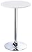 Leopard MDF Round Top Not Adjustable (41 INCHES Height) Bar Table, Pub Table with Silver Leg and Base (White)
