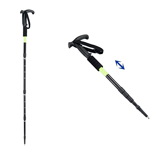 Walking Stick Trekking Pole Hiking Mountaineering Telescoping Ultra Strong Alpenstocks Anti ShockTrail With Reflective Tapeï¼ˆ1 Pieceï¼‰Black