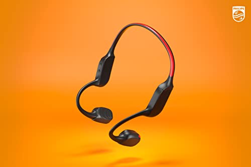 PHILIPS A7607 Bone Conduction Headphones,Wireless Bluetooth Open-Ear Headphones Sound,AI mics,Noise Reduction,9-Hour Battery,Fast Charging,LED Safety Lights,IP66,App Control,Black