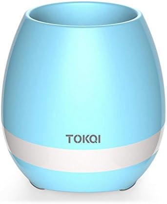 Music Flowerpot,SYNN Touch Plant Piano Music Playing Flowerpot Smart Multi-color LED Light Round Plant Pots Bluetooth Wireless Speaker Office Home Decor (whitout Plants) (blue)