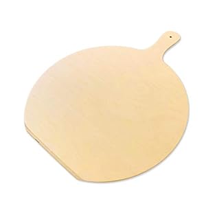Pizzaschep van berkenhout, 35 x 44 cm, ronde snijplank met handgreep, keukenschep