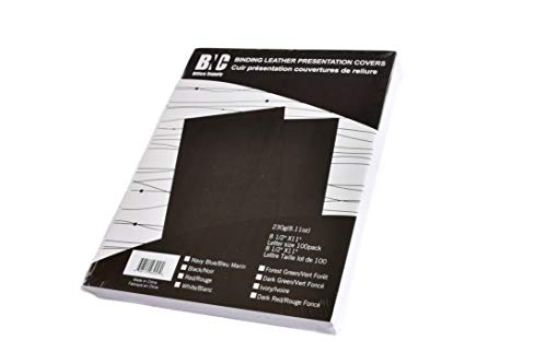 BNC Leather Texture Paper Binding Presentation Covers Pack of 100 Letter Size Color White