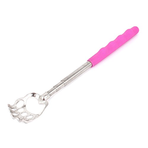 uxcellÂ® Bear Claw Telescopic Massage Back Scratcher 58cm Long Silver Tone Pink