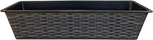 Viva Pflanzkasten 60 cm Rattan Balkonkasten Blumentopf (GrauohneHalter)