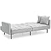 Best Choice Products Linen Upholstered Tufted Convertible Splitback Sleeper Futon w/Pillows, Light Gray