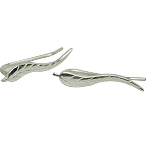 Iumer Women Girls Leaf Climber Stud Earring Jewelry Ear Cuff Vines Crawlers Clip Silver
