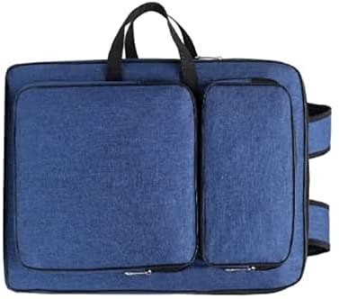A3 Art Portfolio Case Folder Waterproof Canvas Artwork Storage Portable Drawing Board Backpack Artist Portfolio Carrying Tote Bag Large Drawing Painting Pads Case Artist Organizer for Women Men,Navy