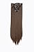 SWACC Women 22 Inches Straight Full Head 7 Separate Pieces Heat Resistance Synthetic Hair Clip in Hair Extensions (Medium Ash Brown-8#)