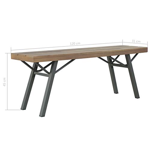 Tidyard Gartenbank Holz 120 cm Parkbank Holzbank Balkonbank Sitzbank für Garten, Outdoor, Balkon, Terrasse, Massivholz Akazie, 120x31x45 cm – Bild 7