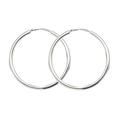 925 Sterling Silver Ladies Hoop Earrings - 25mm WJS14913MM25