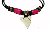 Real Shark Tooth Necklace - Handmade Necklace - Surfer Necklace - Unisex - Pink Color