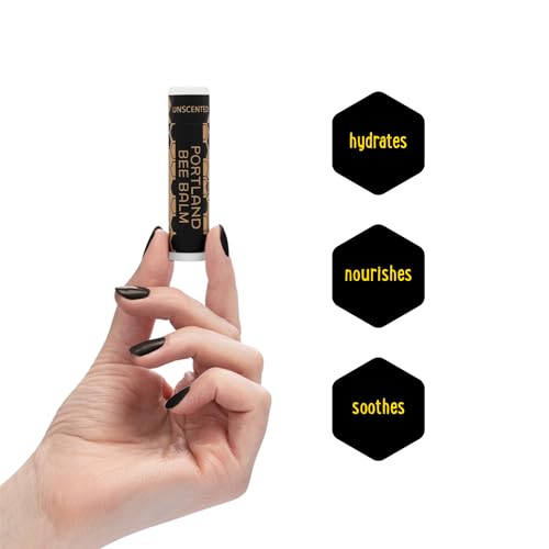 Portland Bee Balm All Natural Handmade Beeswax Based Lip Balm, Unscented 3 Count