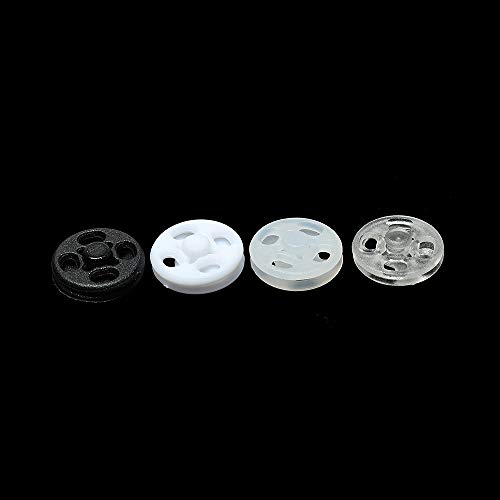 RAYNAG 90 Set Plastic Snap Fasteners Buttons Invisible Sewing On Snap Buttons Kit, 10mm Fasteners for Bibs Diapers Crafts Shirts Clothing, Clear