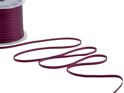 Furlanis - Nastro Doppio Raso, Tessuto Italiano - Bordeaux Scuro, 3 mm x 100 m