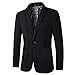 Men's Slim Fit Casual One Button Blazer Jacket (1416 Black, L)