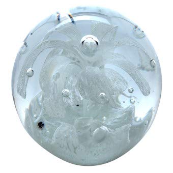 my-gschenk Dream Ball Paperweight Large White Flower on White Background