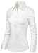 LA2NY Women's Tailored Long Sleeve Button down Shirts with Stretch (X-Large, White)