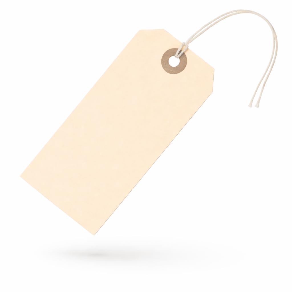 Paper Tags with String Attached - 12 x 6 Centimeter, 100 Large Tie On Labels with String