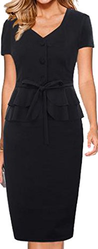 ผู้หญิงs Party V Neck Wear to Work Business Bodycon Dress เดรส แฟชั่นชุดทำงาน ARRIVE GUIDE