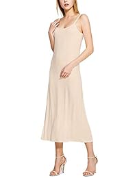 XUJI Womens Plus Size Soft Modal Full Slip, O Neck Slip Basic Cami Dress Nightwear Lingerie-3 Length Options