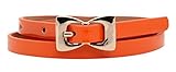 Girls Sweet Leather Patent Skinny Belt Bow Metal Slender Belt Candy Color