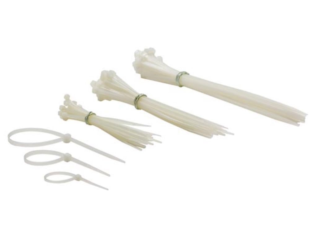 Perel Ectw Mix Nylon Cable Ties Set, Assorted Size, White (Pack of 75)