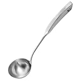 Soup Ladle, [Rustproof, Integral Forming, Durable] Newness 304 Stainless Steel Soup Pan Ladle With Vacuum Ergonomic Handle, Comfortable Grip Design Spoon Soup Ladle For Kitchen, 13.46 Inches