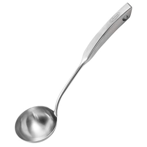 Soup Ladle, [Rustproof, Integral Forming, Durable] Newness 304 Stainless Steel Soup Pan Ladle With Vacuum Ergonomic Handle, Comfortable Grip Design Spoon Soup Ladle For Kitchen, 13.46 Inches