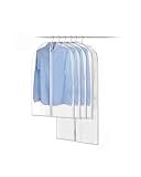 5Pack Amersumer Pack of 5 Translucent Dust Cover Garment Storage Organizer Bag, Zipper Garment Clothes Covers, 4 Medium and 1 Large.