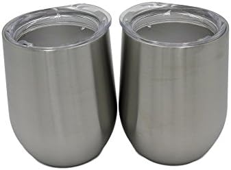ICICLE 9oz Double Wall Vacuum Insulated Stemless Stainless Steel Lowball Wine-Drink-Cocktail Glass Tumbler– BPA Free (Silver, 2)