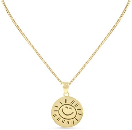 SILVERCLOSEOUTYellow Gold Plated Sterling Silver You Are My Sunshine Necklace Happy Face Smiling Sun (Front) You are my Sunshine my only Sunshine (Back) Necklace Small Round Pendant