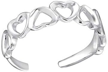 Gemaholique Sterling Silver Open Hearts Pattern Adjustable Toe Ring