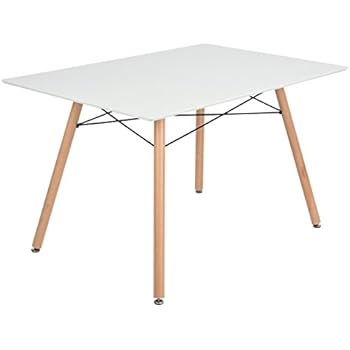GreenForest Dining Table Rectangular Top Modern Leisure Coffee Table 44'' x 28'' Compact Size White